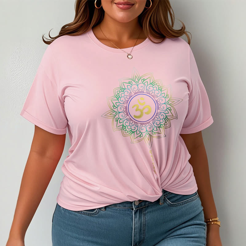 Nimara Ritual OM Yellow Green Gradient Lotus Cotton Tee T-shirt