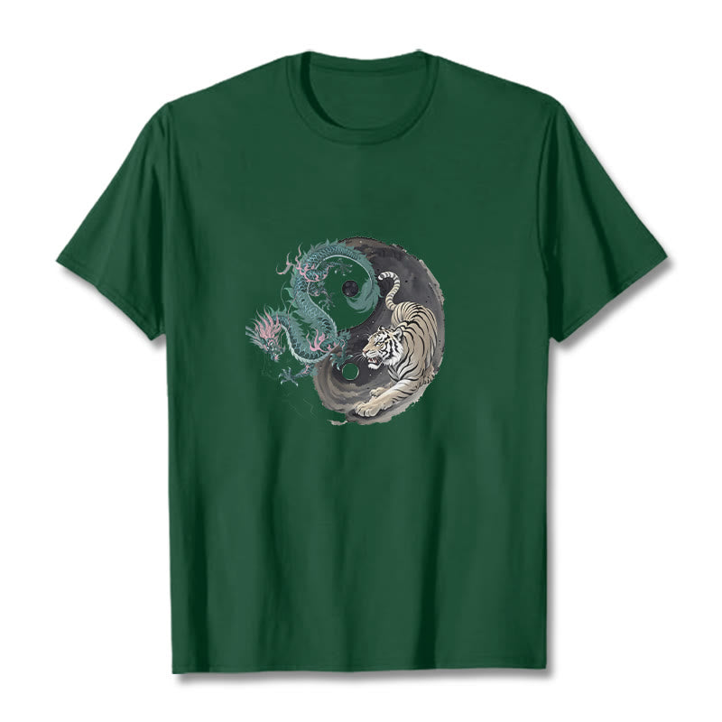 Nimara Ritual Tiger Dragon Yin Yang Cotton Tee T-shirt