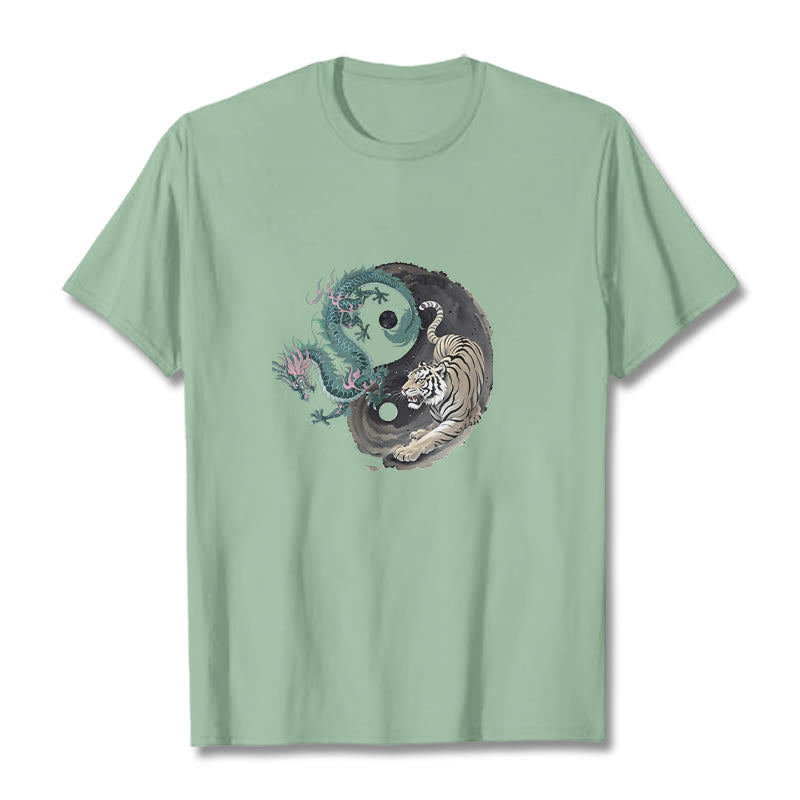 Nimara Ritual Tiger Dragon Yin Yang Cotton Tee T-shirt