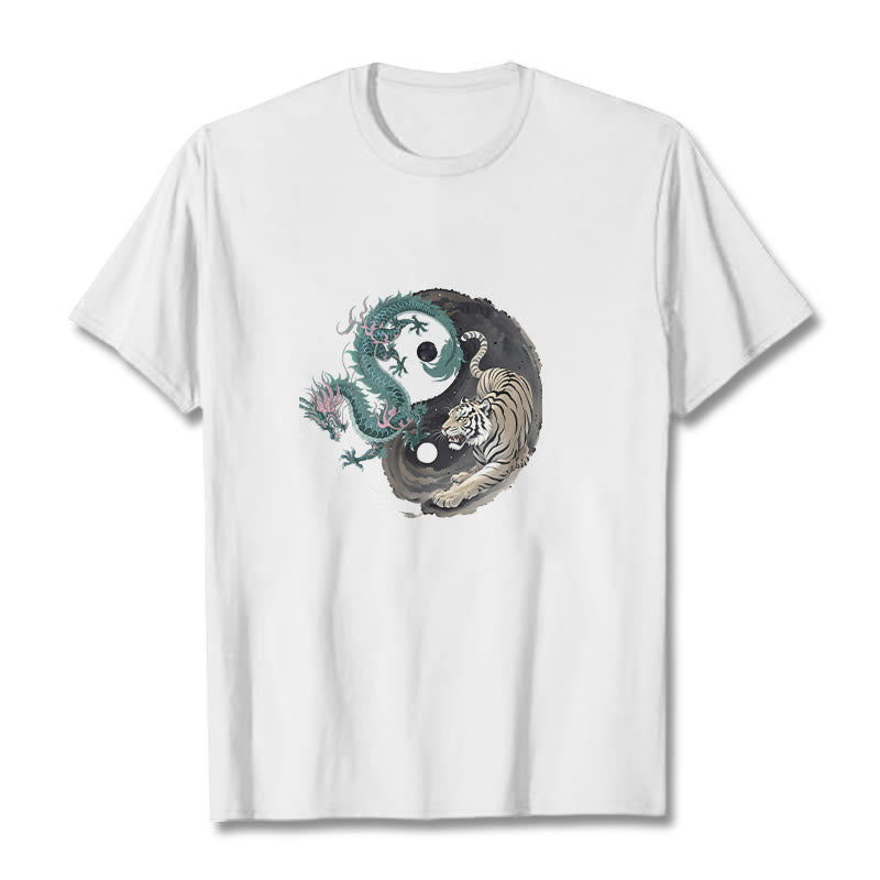 Nimara Ritual Tiger Dragon Yin Yang Cotton Tee T-shirt