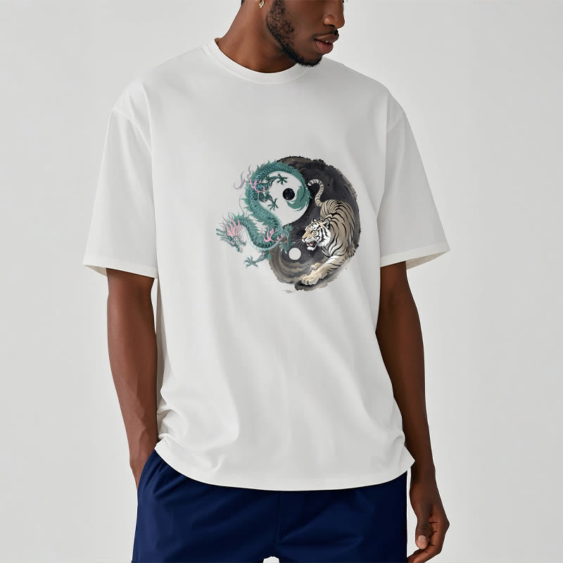 Nimara Ritual Tiger Dragon Yin Yang Cotton Tee T-shirt