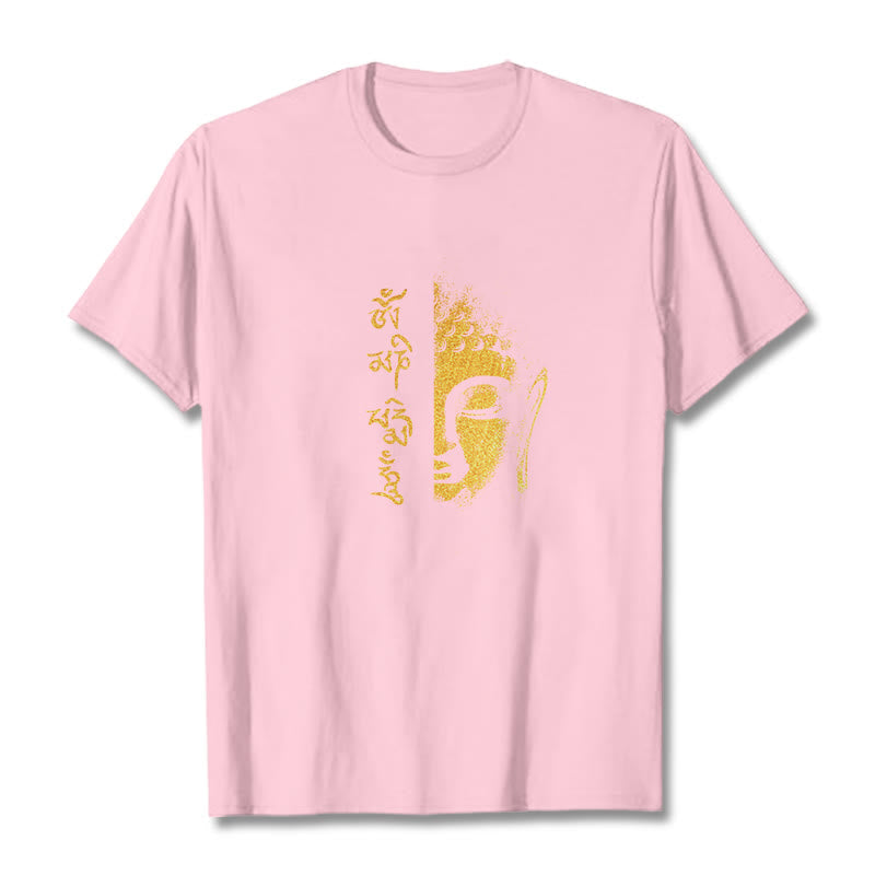 Nimara Ritual Om Mani Padme Hum Golden Buddha Cotton Tee T-shirt