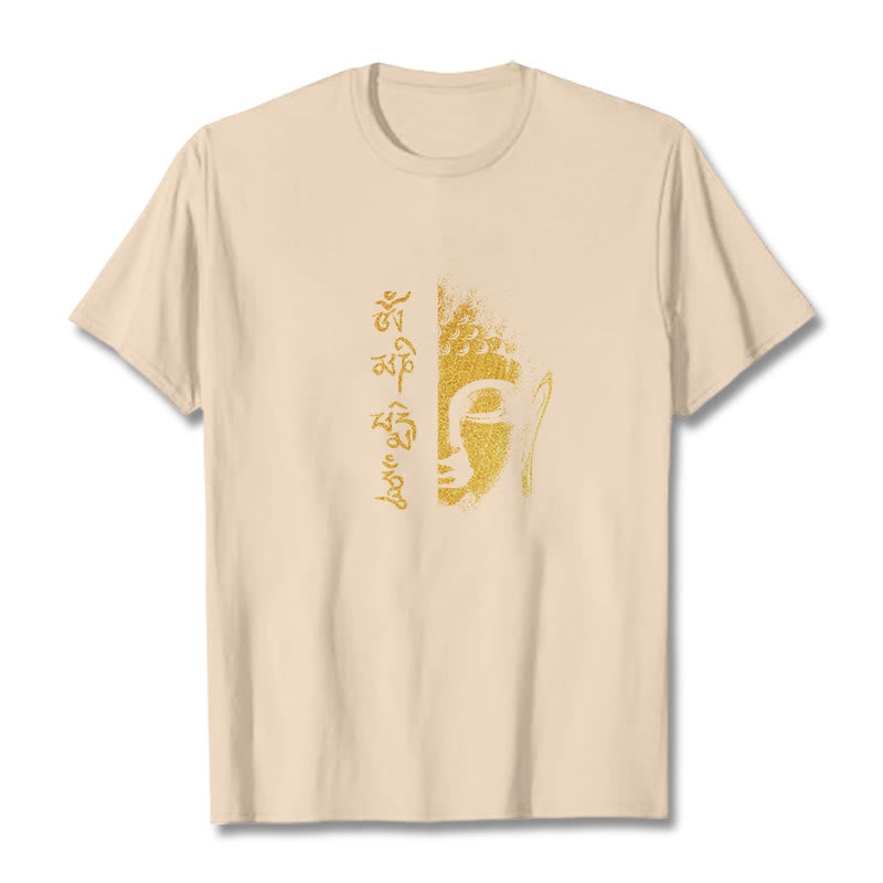 Nimara Ritual Om Mani Padme Hum Golden Buddha Cotton Tee T-shirt