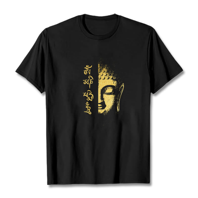 Nimara Ritual Om Mani Padme Hum Golden Buddha Cotton Tee T-shirt