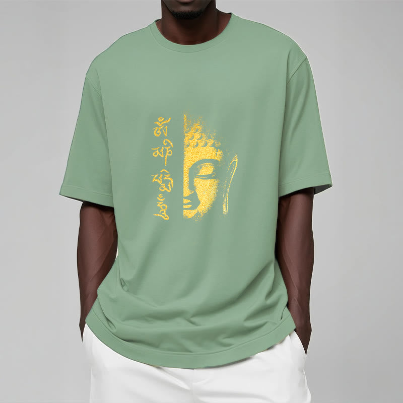 Nimara Ritual Om Mani Padme Hum Golden Buddha Cotton Tee T-shirt