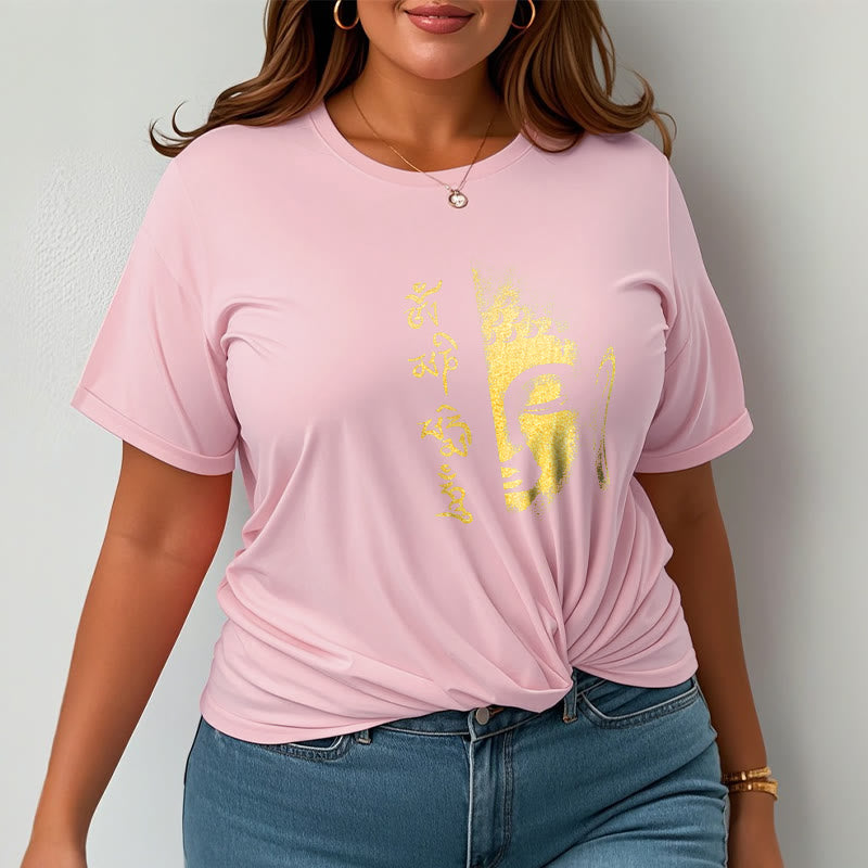 Nimara Ritual Om Mani Padme Hum Golden Buddha Cotton Tee T-shirt