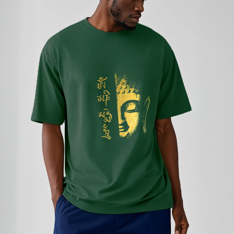 Nimara Ritual Om Mani Padme Hum Golden Buddha Cotton Tee T-shirt