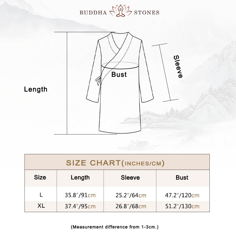 Nimara Ritual 2Pcs V-Neck Men's Long Sleeve Shirt Top Pants Meditation Zen Tai Chi Cotton Linen Clothing Set