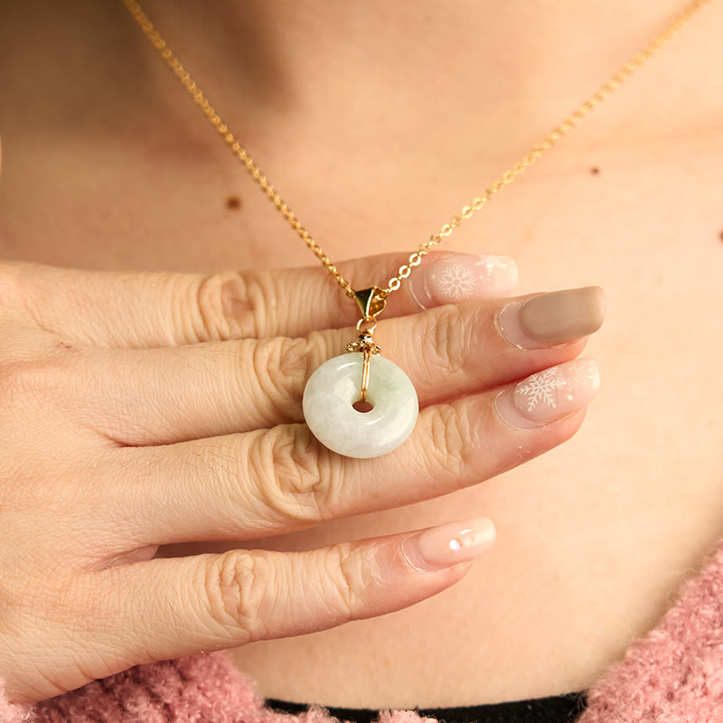Nimara Ritual Jade Peace Buckle Necklace Luck Pendant