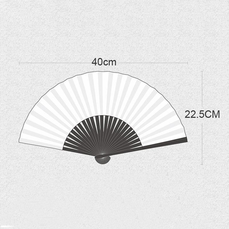 Nimara Ritual Retro Mountain River Crane Silk Handheld Bamboo Folding Fan