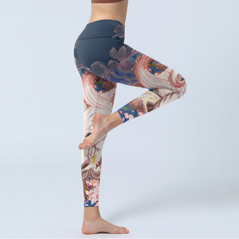 Nimara Ritual Fox Cherry Blossoms Gym Leggings Women's Yoga Pants