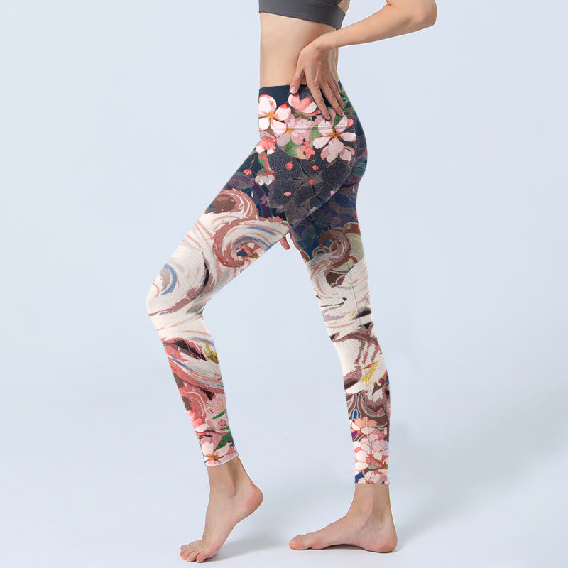 Nimara Ritual Fox Cherry Blossoms Gym Leggings Women's Yoga Pants