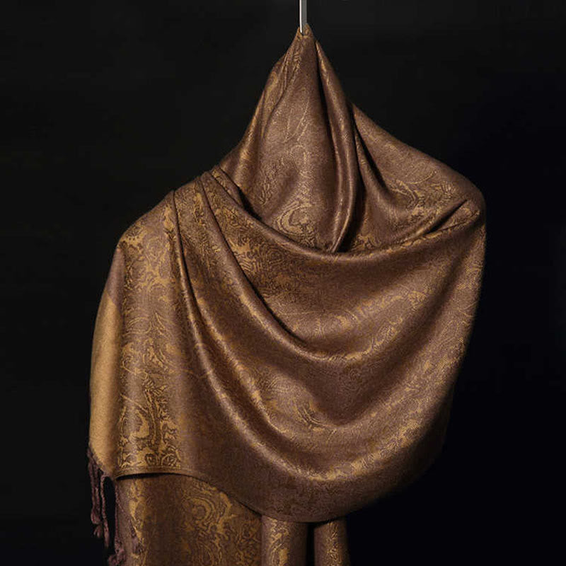 Nimara Ritual Tibetan Cashew Jacquard Tassels Shawl Spring Fall Winter Warm Cozy Scarf Wrap