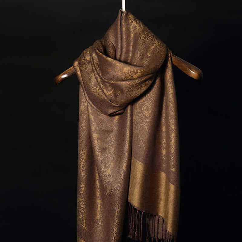 Nimara Ritual Tibetan Cashew Jacquard Tassels Shawl Spring Fall Winter Warm Cozy Scarf Wrap