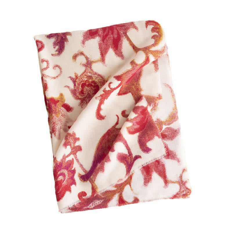 Nimara Ritual Tibetan Red Flower Print Shawl Fall Winter Soft Warm Scarf Wrap