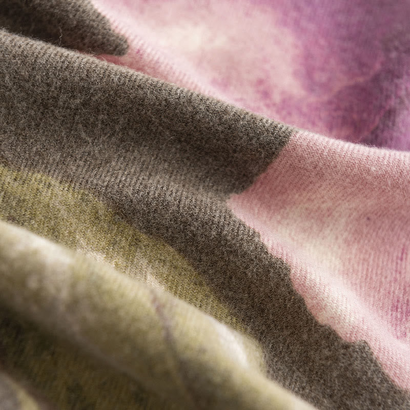 Nimara Ritual Tibetan Shawl Artistic Style Hibiscus Syriacus Print Fall Winter Cozy Warm Scarf Wrap