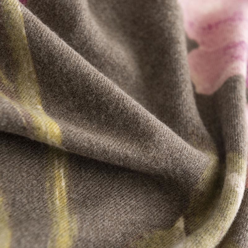 Nimara Ritual Tibetan Shawl Artistic Style Hibiscus Syriacus Print Fall Winter Cozy Warm Scarf Wrap