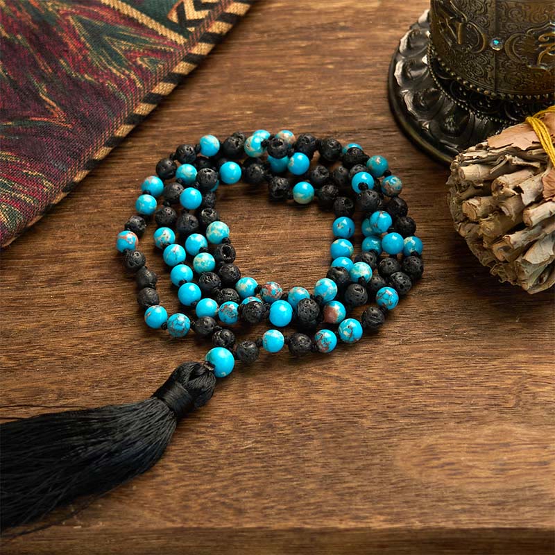 Nimara Ritual Emperor Stone Lava Rock Beads Tassel Happiness Necklaces Pendants