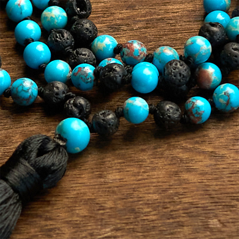 Nimara Ritual Emperor Stone Lava Rock Beads Tassel Happiness Necklaces Pendants