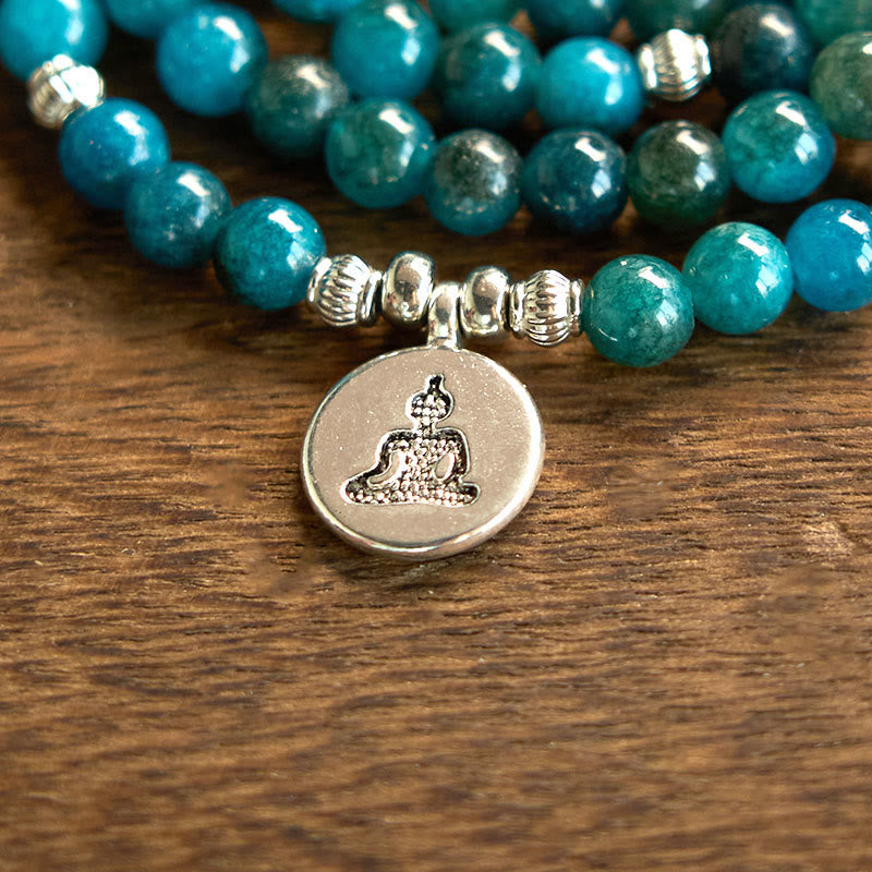 Nimara Ritual 108 Mala Beads Apatite Bead Om The Tree Of Life Lotus Buddha Bracelet