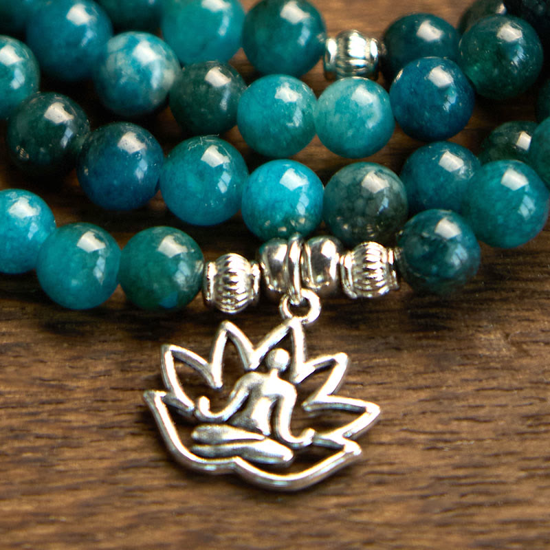 Nimara Ritual 108 Mala Beads Apatite Bead Om The Tree Of Life Lotus Buddha Bracelet