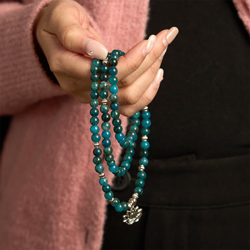 Nimara Ritual 108 Mala Beads Apatite Bead Om The Tree Of Life Lotus Buddha Bracelet