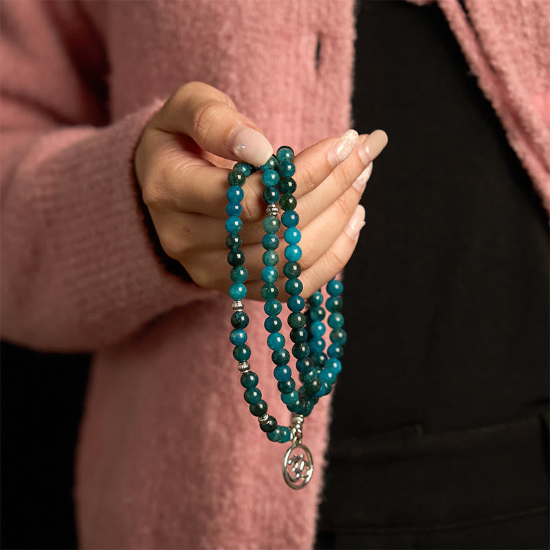 Nimara Ritual 108 Mala Beads Apatite Bead Om The Tree Of Life Lotus Buddha Bracelet