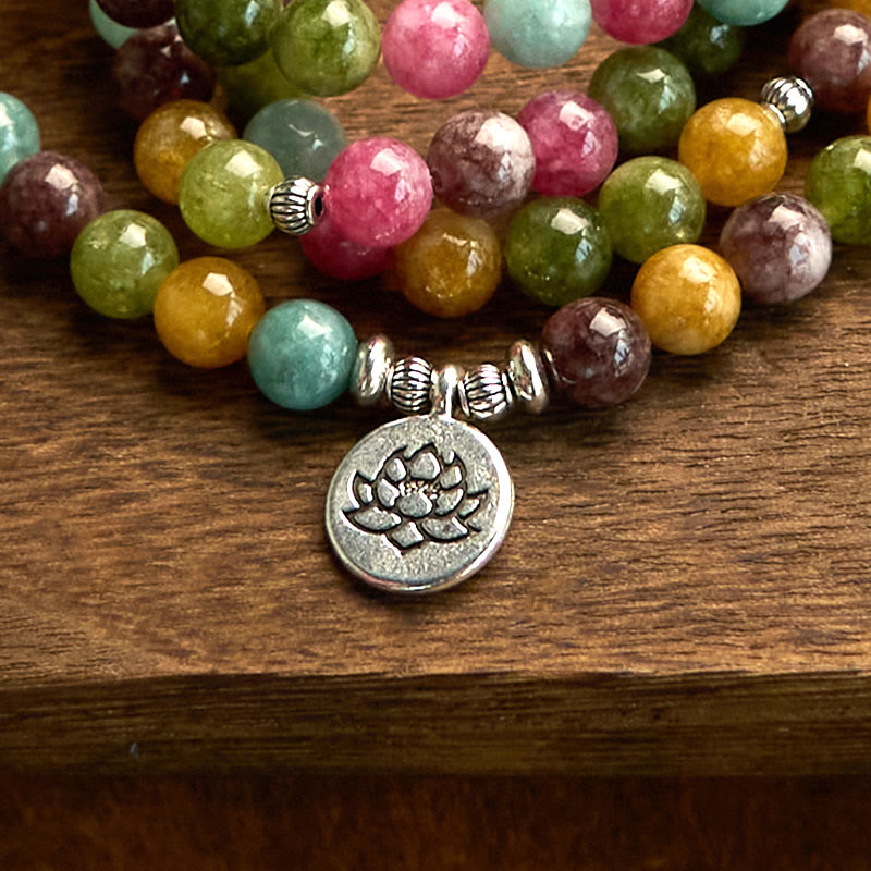 Nimara Ritual 108 Mala Beads Multi-layer Natural Tourmaline Lotus Wisdom Bracelet