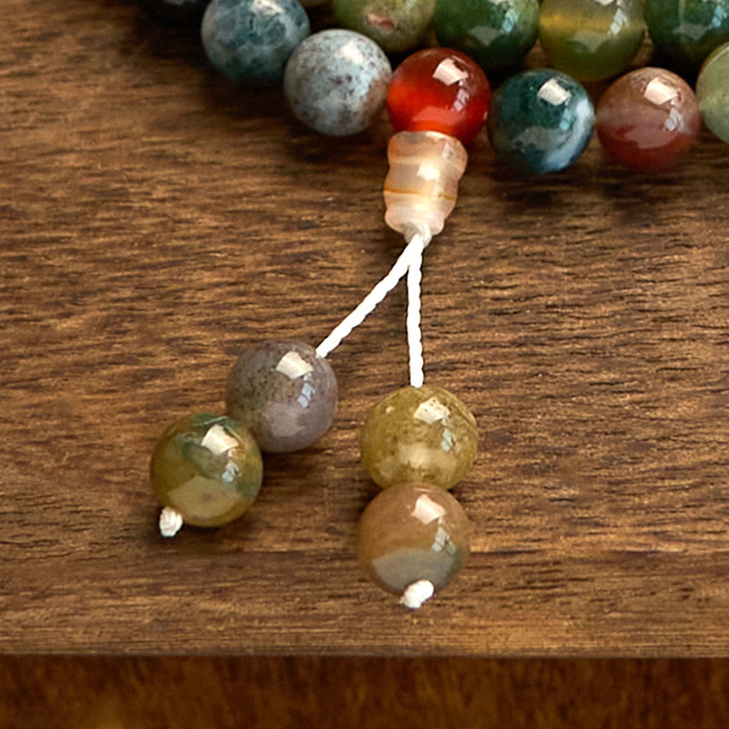 Nimara Ritual 108 Mala Beads Natural Stone Moss Agate Multi-turn Healing Bracelet