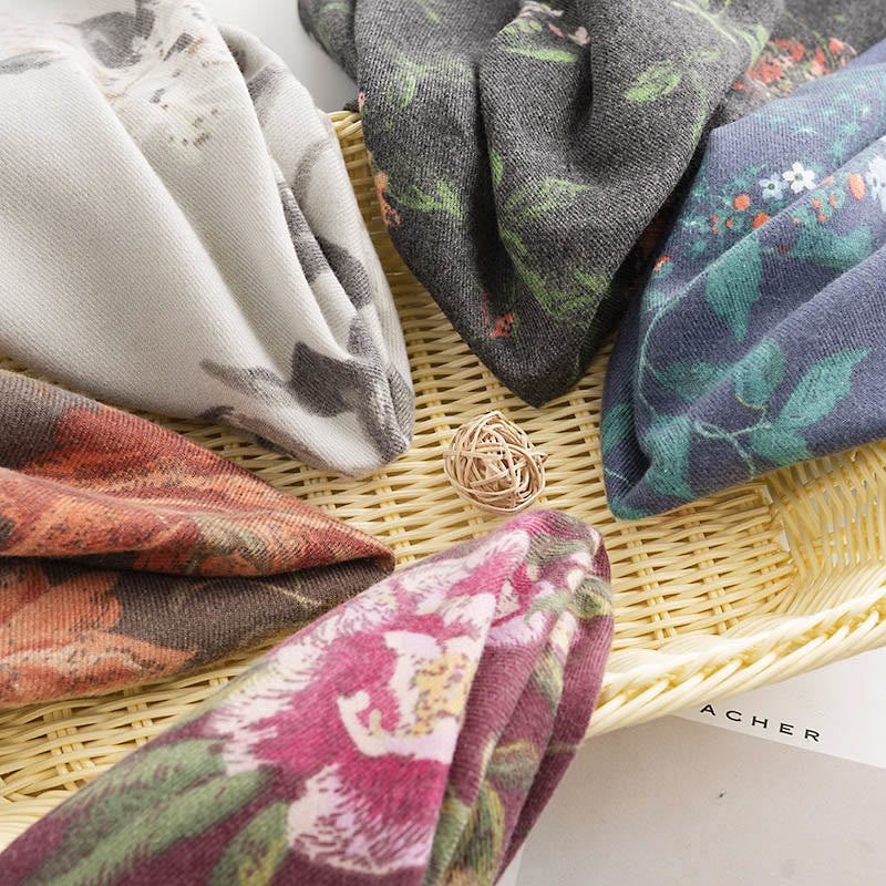 Nimara Ritual Tibetan Multiflora Rose Print Pattern Design Shawl Fall Winter Cozy Warm Scarf Wrap