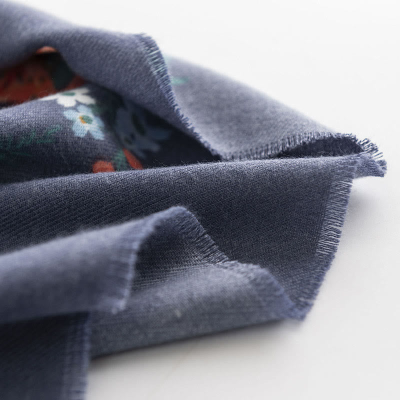 Nimara Ritual Tibetan Multiflora Rose Print Pattern Design Shawl Fall Winter Cozy Warm Scarf Wrap