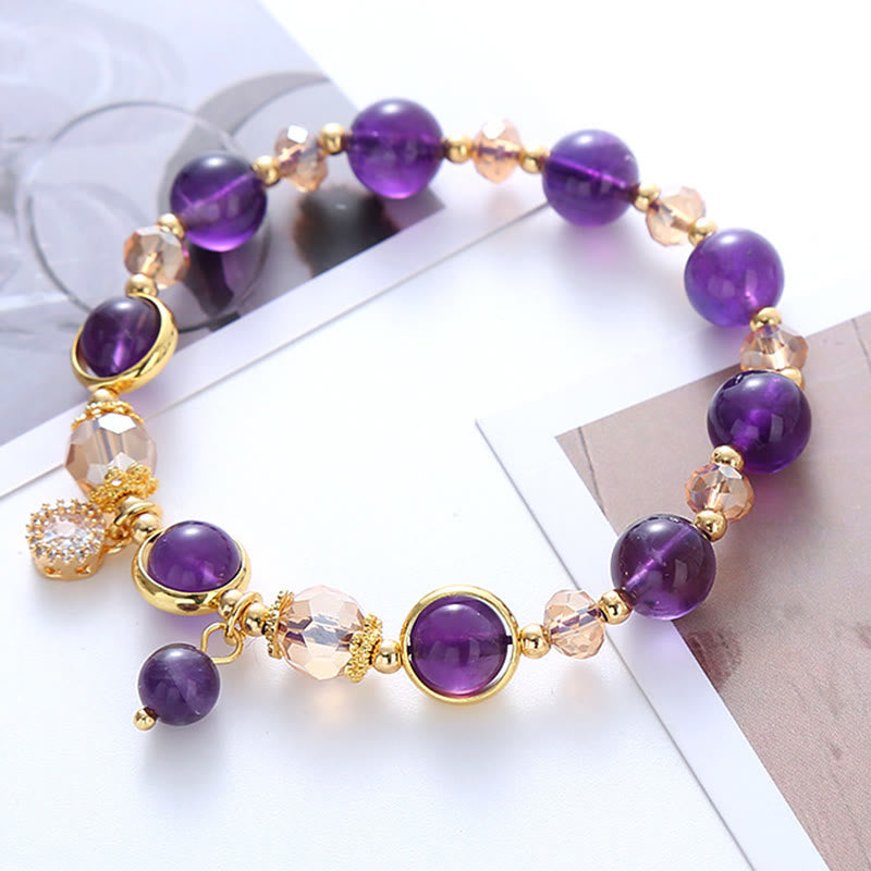 Nimara Ritual Natural Amethyst Geometric Crystal Meditation Bracelet