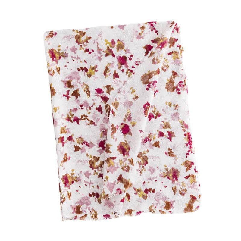 Nimara Ritual Tibetan Floral Falling Leaves Print Shawl Fall Winter Cozy Warm Travel Scarf Wrap