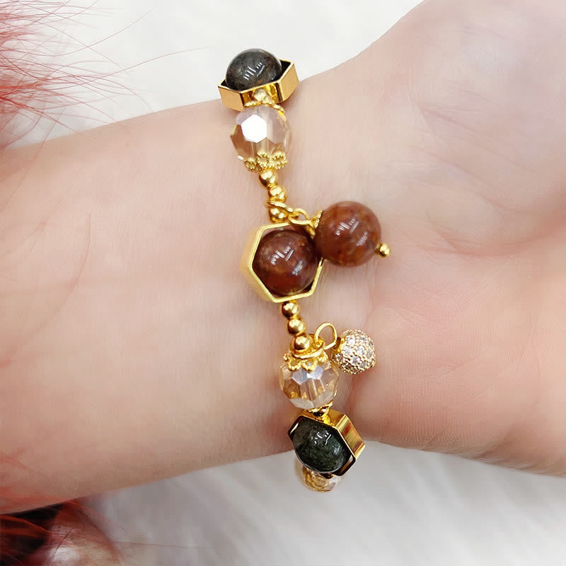 Nimara Ritual Natural Colored Rutilated Quartz Amethyst Protection Bracelet