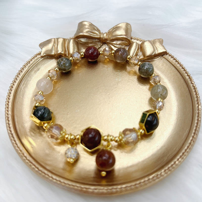 Nimara Ritual Natural Colored Rutilated Quartz Amethyst Protection Bracelet