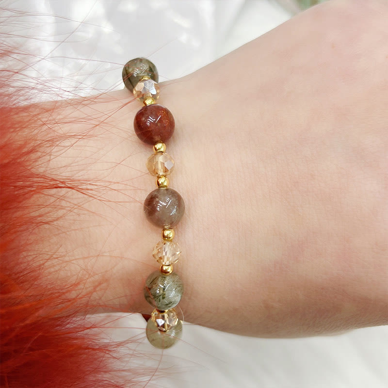 Nimara Ritual Natural Colored Rutilated Quartz Amethyst Protection Bracelet