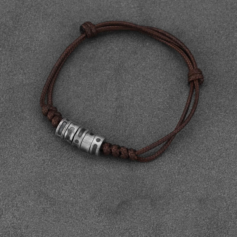 Nimara Ritual 999 Sterling Silver Morse Code Wax Rope Blessing Bracelet