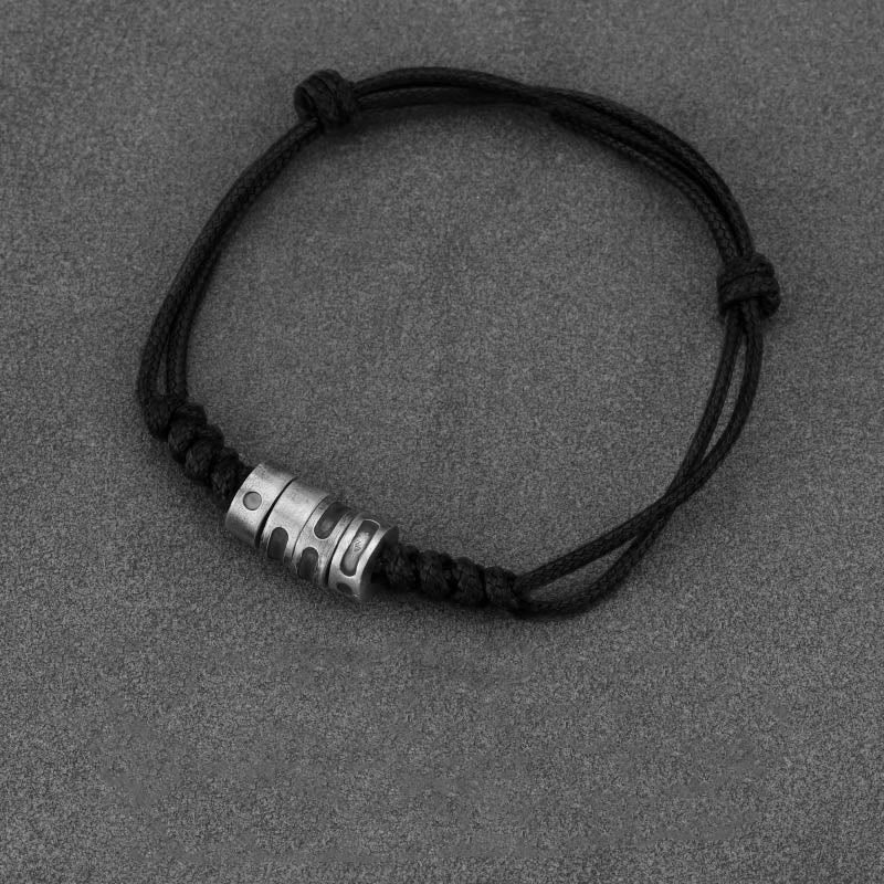 Nimara Ritual 999 Sterling Silver Morse Code Wax Rope Blessing Bracelet