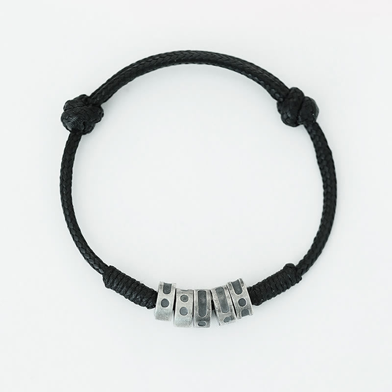 Nimara Ritual 999 Sterling Silver Morse Code Wax Rope Blessing Bracelet