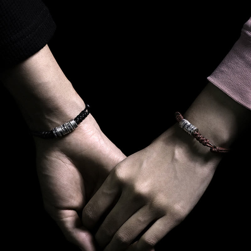 Nimara Ritual 999 Sterling Silver Morse Code Wax Rope Blessing Bracelet