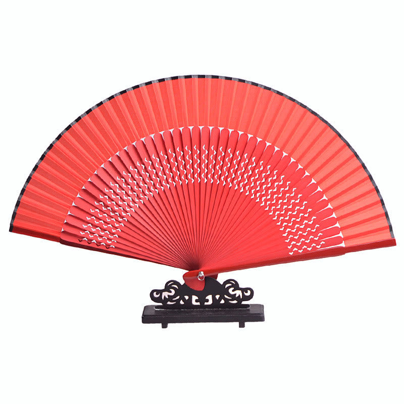Nimara Ritual Flower Rabbit Spray Painting Handheld Cotton Linen Fabric Bamboo Folding Fan
