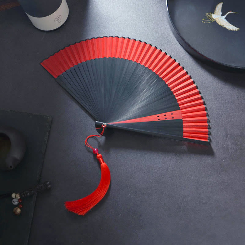 Nimara Ritual Flower Rabbit Spray Painting Handheld Cotton Linen Fabric Bamboo Folding Fan