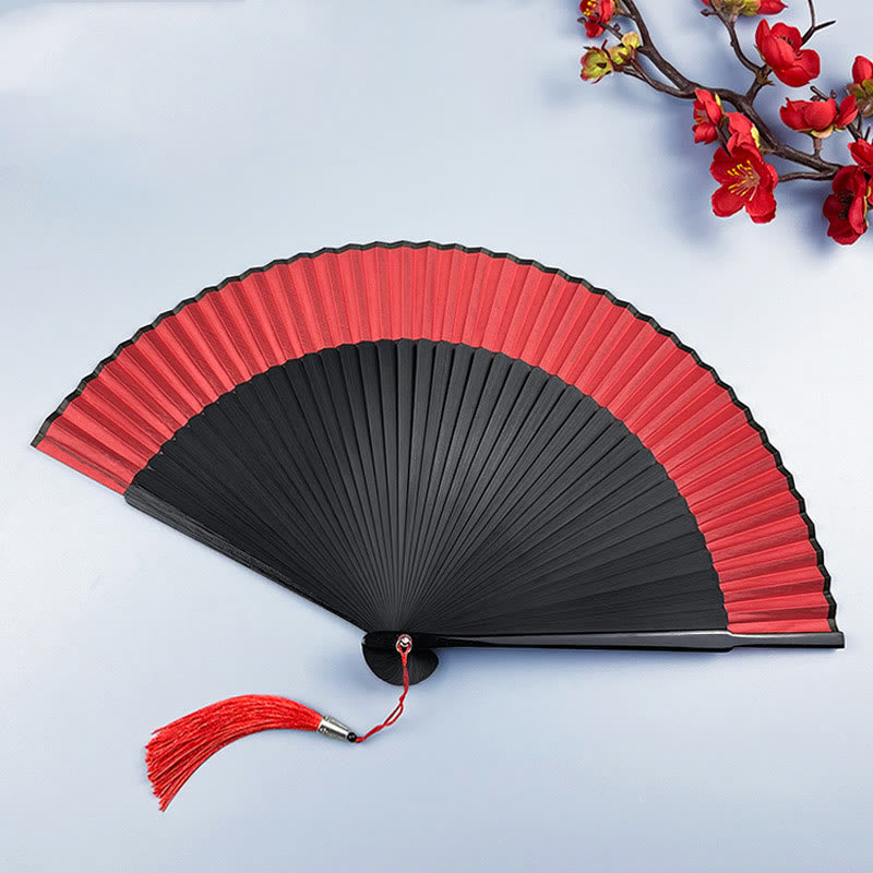 Nimara Ritual Flower Rabbit Spray Painting Handheld Cotton Linen Fabric Bamboo Folding Fan