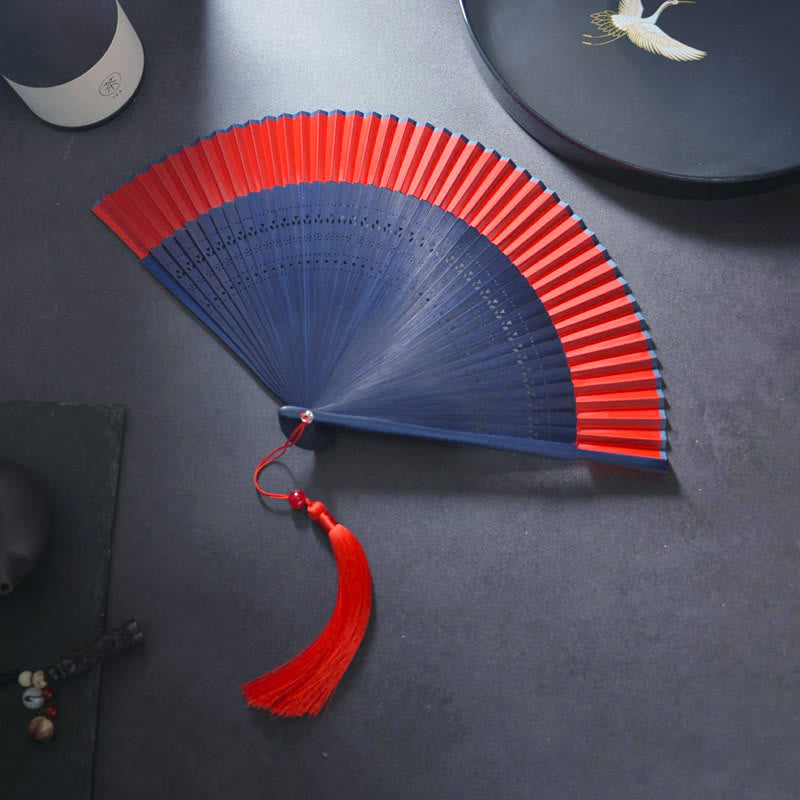 Nimara Ritual Flower Rabbit Spray Painting Handheld Cotton Linen Fabric Bamboo Folding Fan