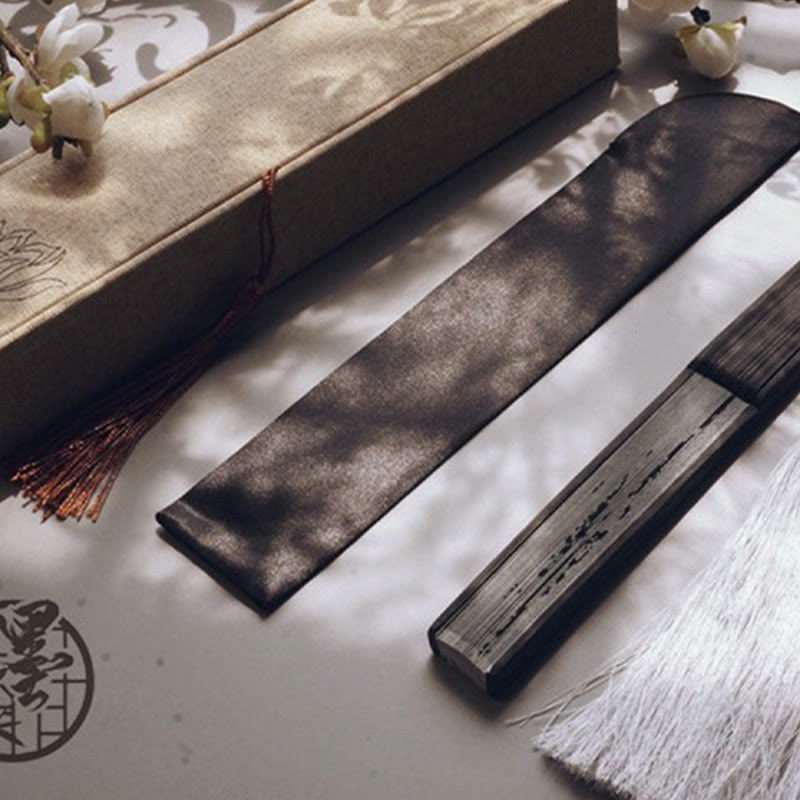 Nimara Ritual Ink Bamboo Polyester Handheld Bamboo Folding Fan