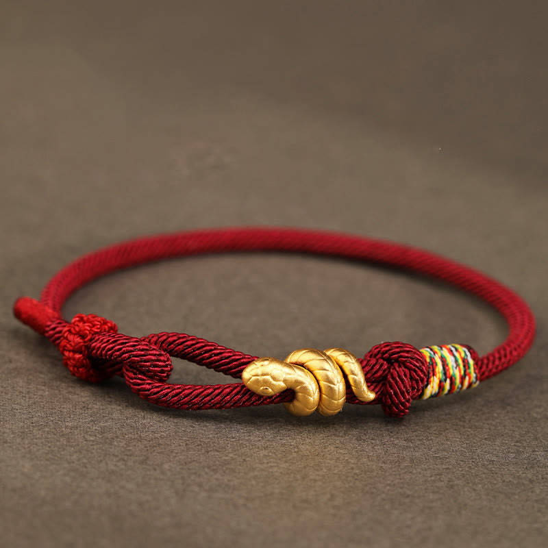 Nimara Ritual 999 Gold Year of the Snake Design Handmade Luck Protection Rope Braided Bracelet