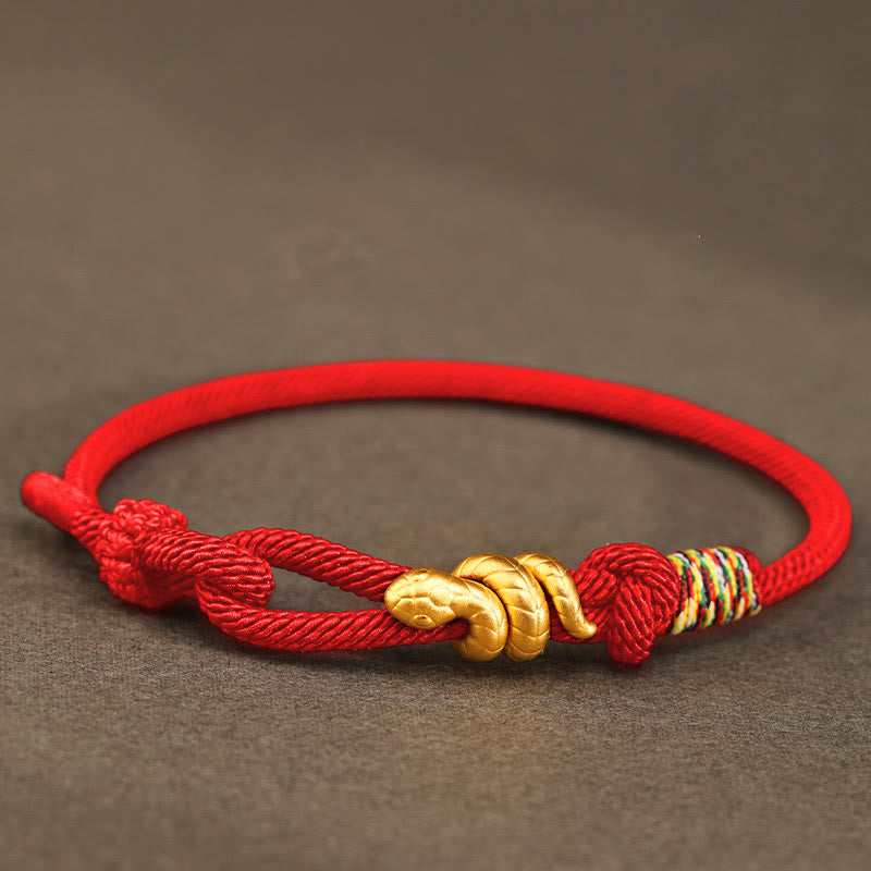 Nimara Ritual 999 Gold Year of the Snake Design Handmade Luck Protection Rope Braided Bracelet