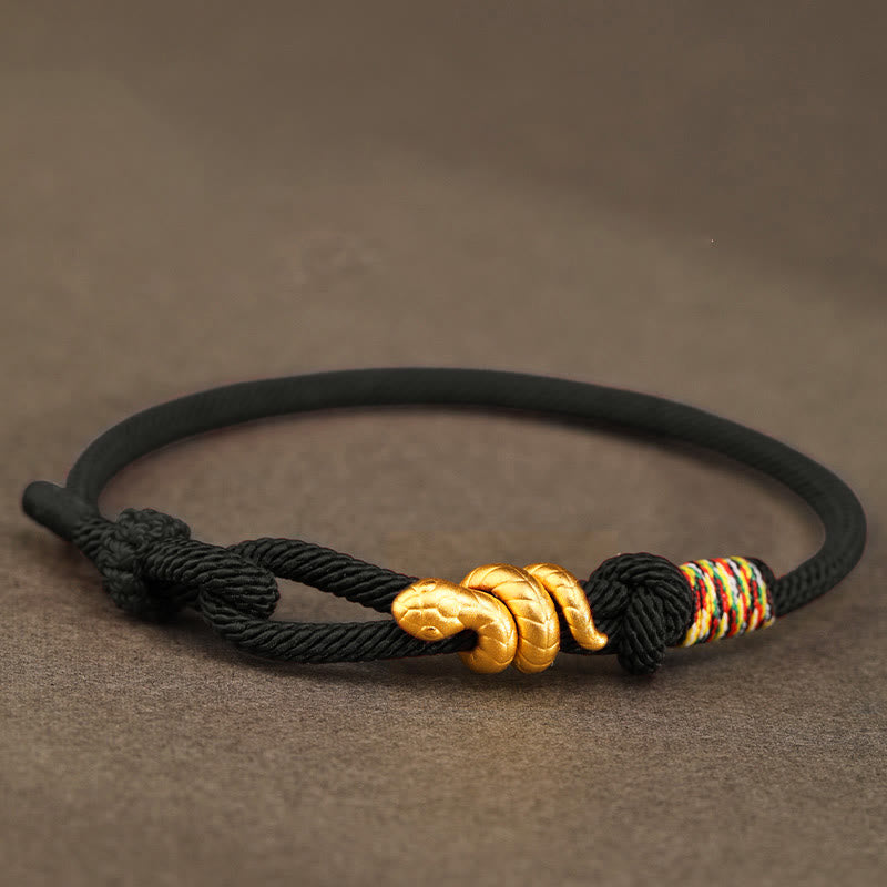 Nimara Ritual 999 Gold Year of the Snake Design Handmade Luck Protection Rope Braided Bracelet