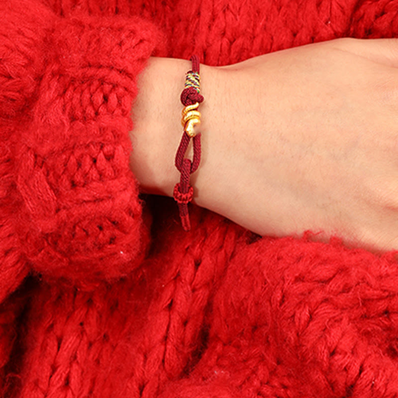 Nimara Ritual 999 Gold Year of the Snake Design Handmade Luck Protection Rope Braided Bracelet