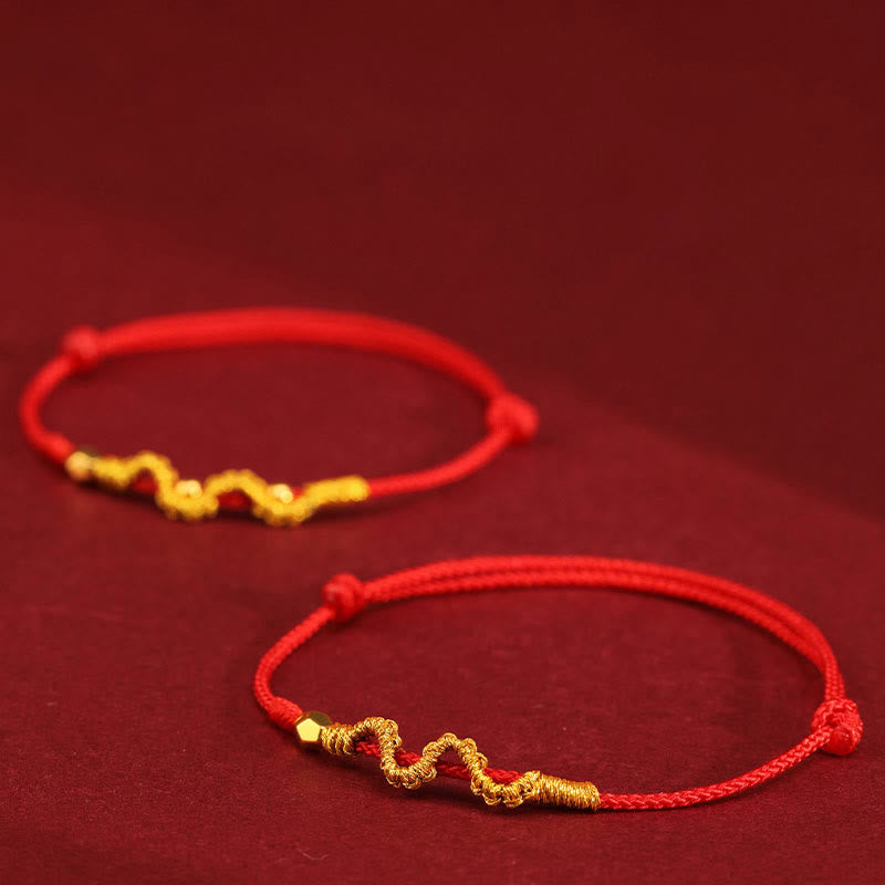 Nimara Ritual 999 Gold Year of the Snake Handmade Luck Strength Braided Bracelet Anklet